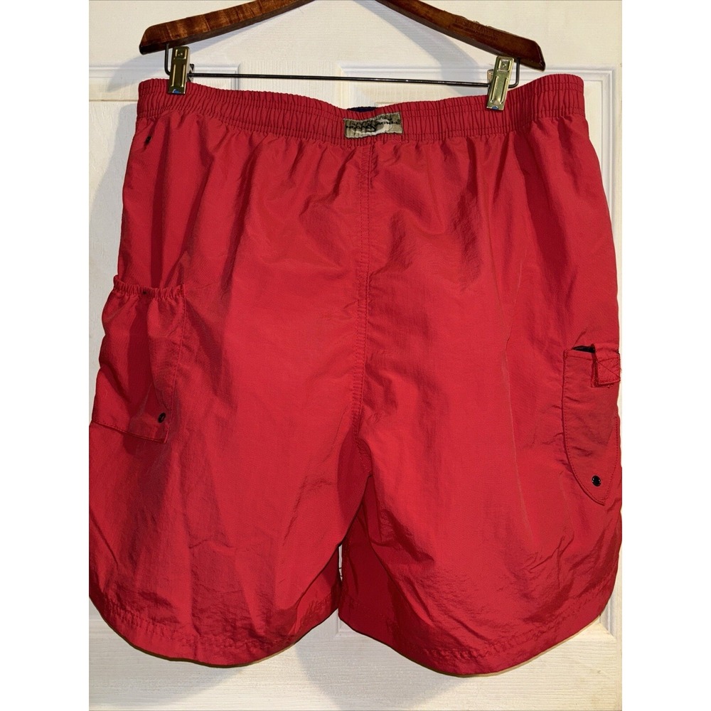 Hook & Tackle Men's Red Swim Trunks L Mesh Lining Drawstring